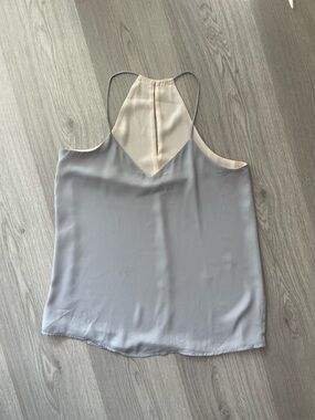 Express Two-Tone Lined Cami Tank Top - Light Gray & Cream - Size XS/S